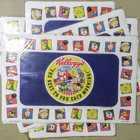 Kellogg's Other - Vintage 1996 Set of 4 Kellogg's Cereal Vinyl Placements 